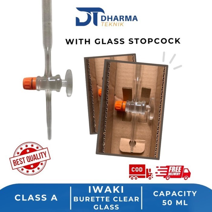 Diskon Iwaki Buret 50S Class A Glass Stopcock Kran Kaca 50Ml