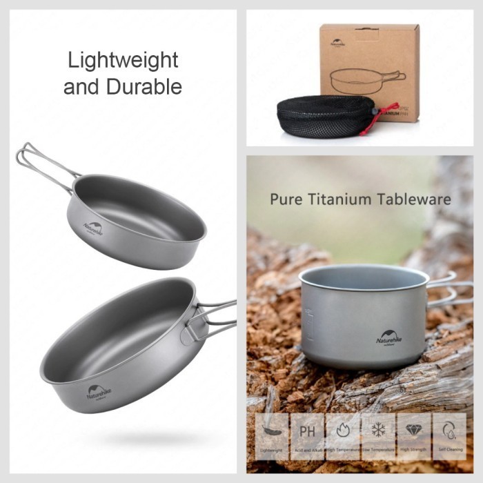 Wajan Titanium Naturehike Nh18T010-A Nh18T020-B Nesting Frying Pan Termurah Terlaris Promo