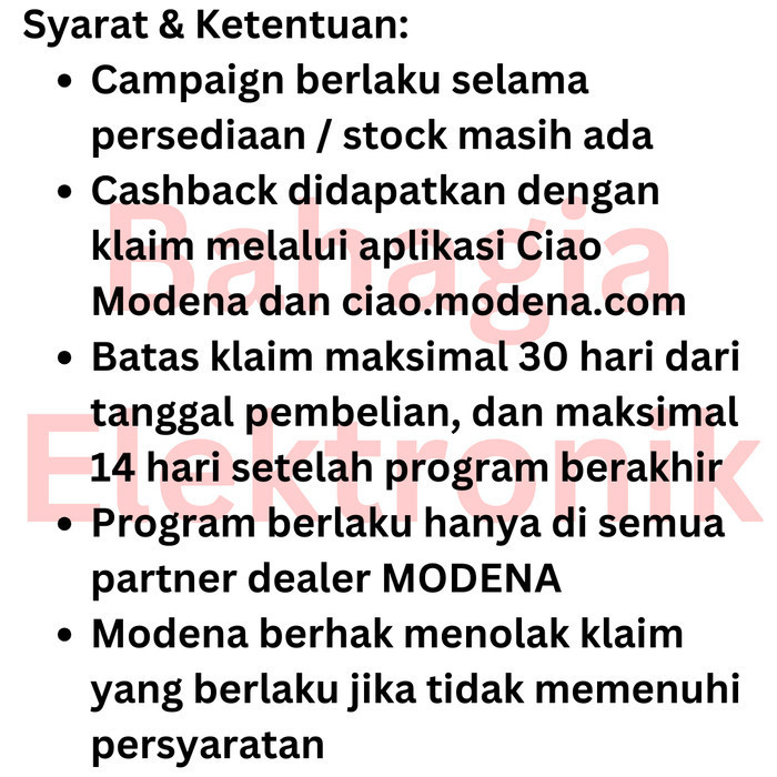 Modena Bo 1733 - Oven Tanam Listrik 70 Liter Hitam