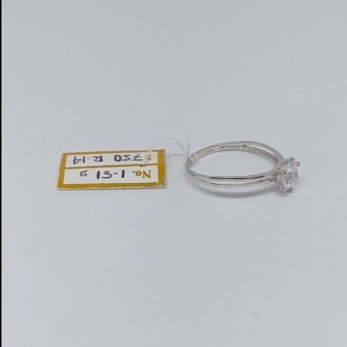 Cincin Emas Putih Asli 750-Model Solitaire 07