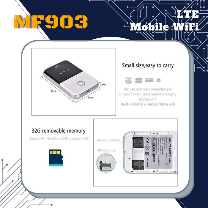 Modem Mifi 4G Lte Mf903 Wireless Mobile Wifi Router Pocket Outdoor Hot