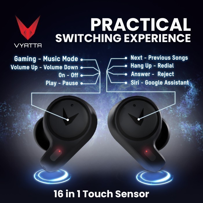 Vyatta Airboom Phantom Q Tws Bluetooth Headset Earphone Gaming Fs Termurah Terlaris Promo