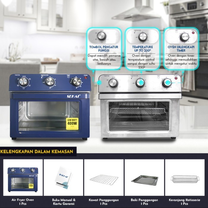 Sekai Air Fryer Oven Afo 220 2 In 1 22 Liter 400Watt Afo220 Low Watt