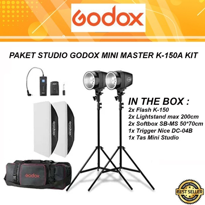 Paket Studio Godox Mini Master K-150A Kit Flash K150 A Lampu Shooting