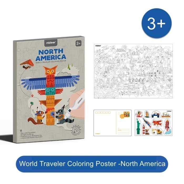 

Mideer World Traveler Colouring Poster North America