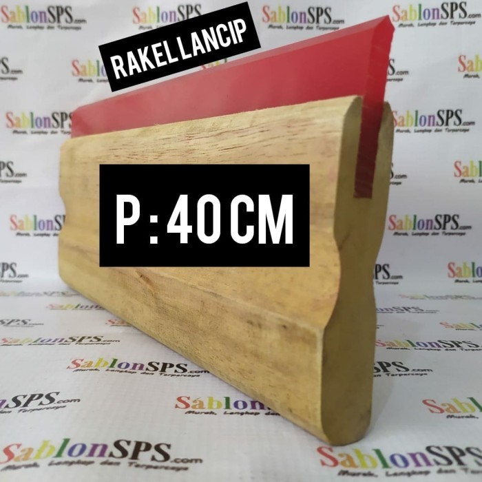 

Rakel Sablon Merah Lancip Besar 7X50Mm Set Gagang Kayu P. 40Cm