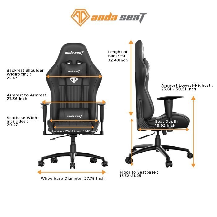 AndaSeat Jungle Series Premium Kursi Gaming Chair - Black & Red