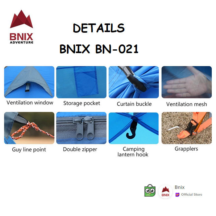 Tenda Camping - Bnix - Bn-021 - Waterproof Double Layer - 6 Orang