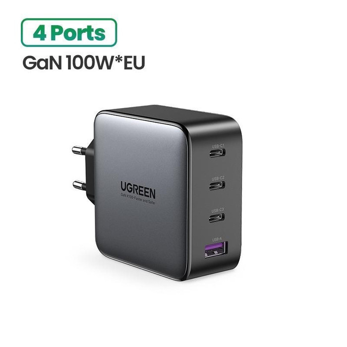Fast Charger Gan Ugreen 100W (4 Port) (40747)- Ugreen Gan Charger 100W