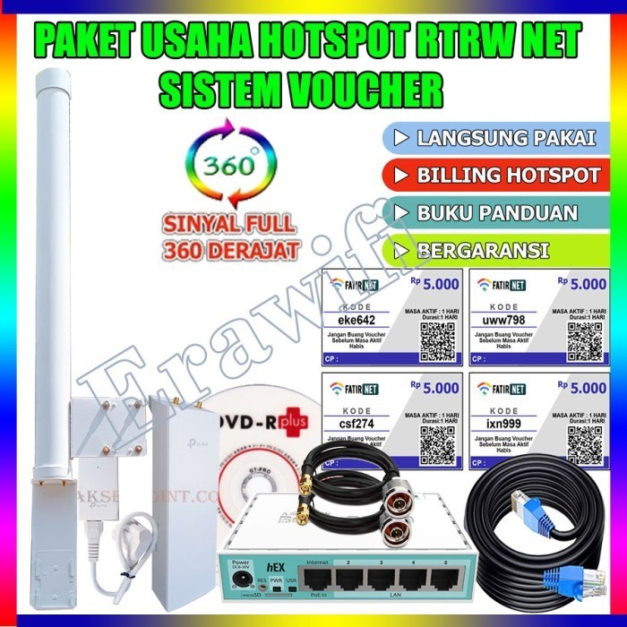 New Paket Usaha Wifi Hotspot RT RW Net Voucher 3 Km 360 Derajat 30 dBm