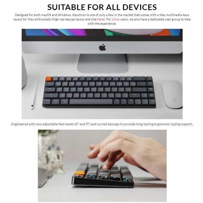 Keychron K7 Keyboard Mekanis Nirkabel Ultra-slim 65%