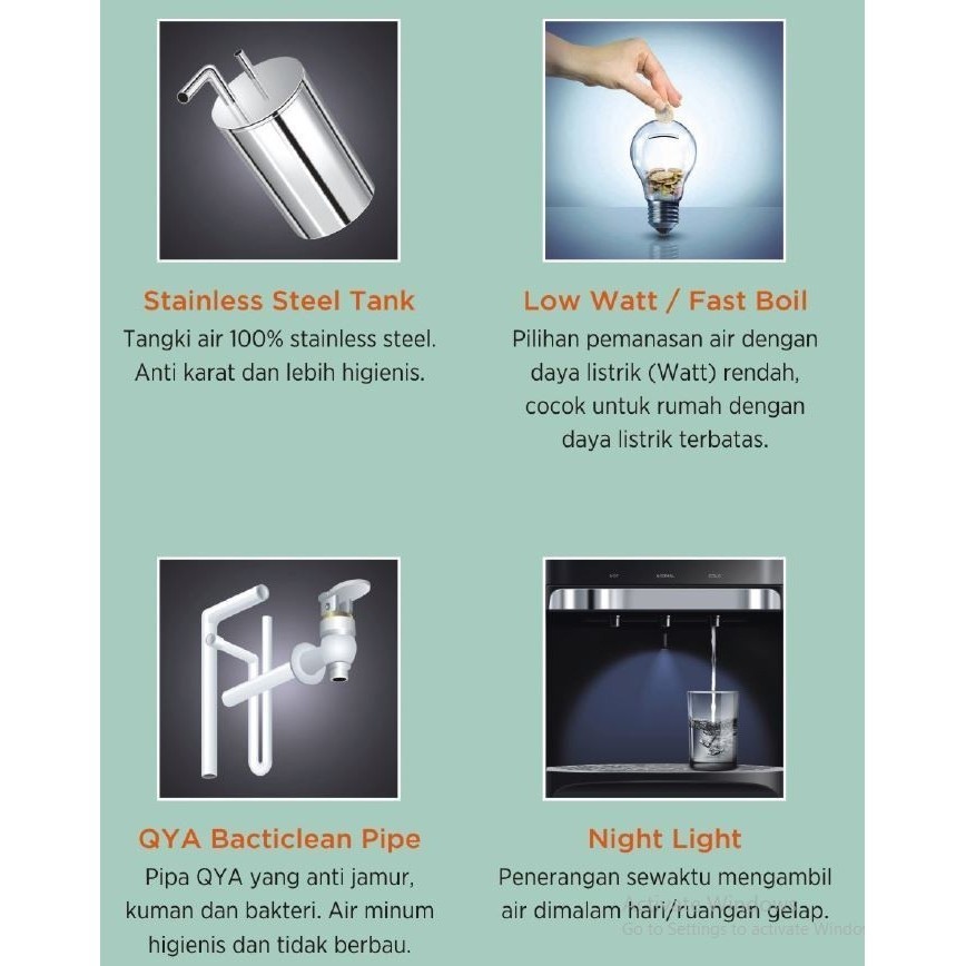 Sanken Dispenser Galon Bawah Hwd-L130Ss-Wh Oasis Stainless Steel