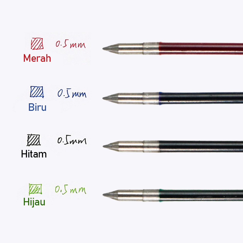 

Kaco GREEN Isi Refill Pena Pulpen Tinta Hitam Biru Merah Hijau 4 PCS - K1602