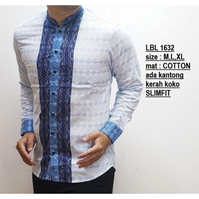 Kemeja Koko Slim Fit Putih / Baju Koko Pria Slimfit Lengan Panjang