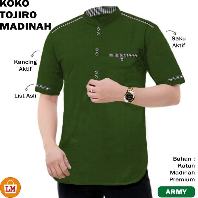Baju Koko Pria Muslim Tojiro Madinah Premium Lengan Pendek/18849-18855