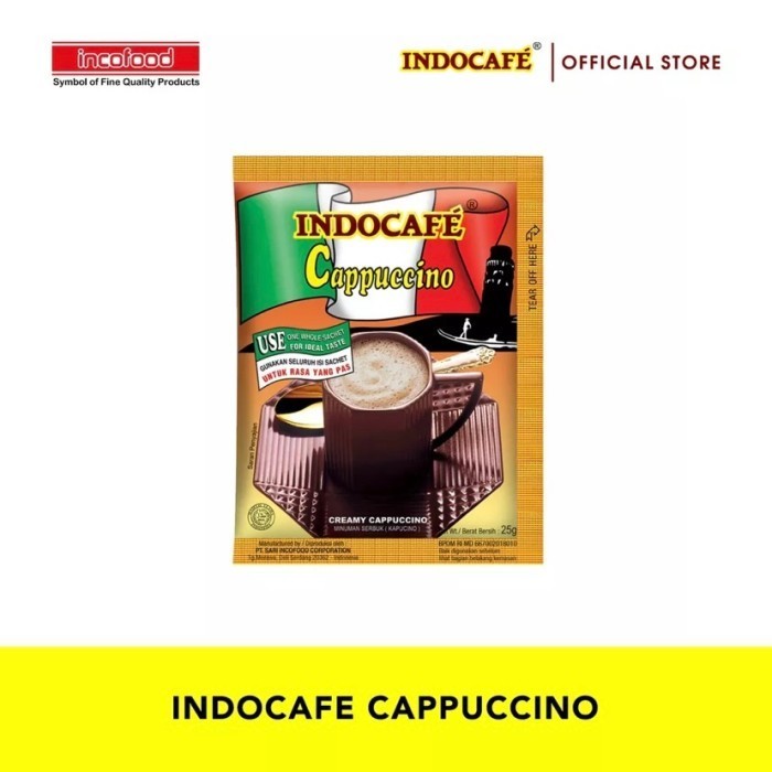 

Indocafe Cappuccino 1 renceng isi 10 sachet