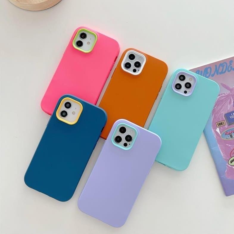 "Cuci Gudang" NEW Case 3 IN 1 PASTEL for  OPPO A74 4G 5G A95 A5S A12 A7 A11K A3S C1 A5 A9 2020 RENO 4F 7z A36 A76 A96 9i Anti Shock Bumper Liquid Pop Hybrid Case Two Colors Macaron Silicon Candy Color ||