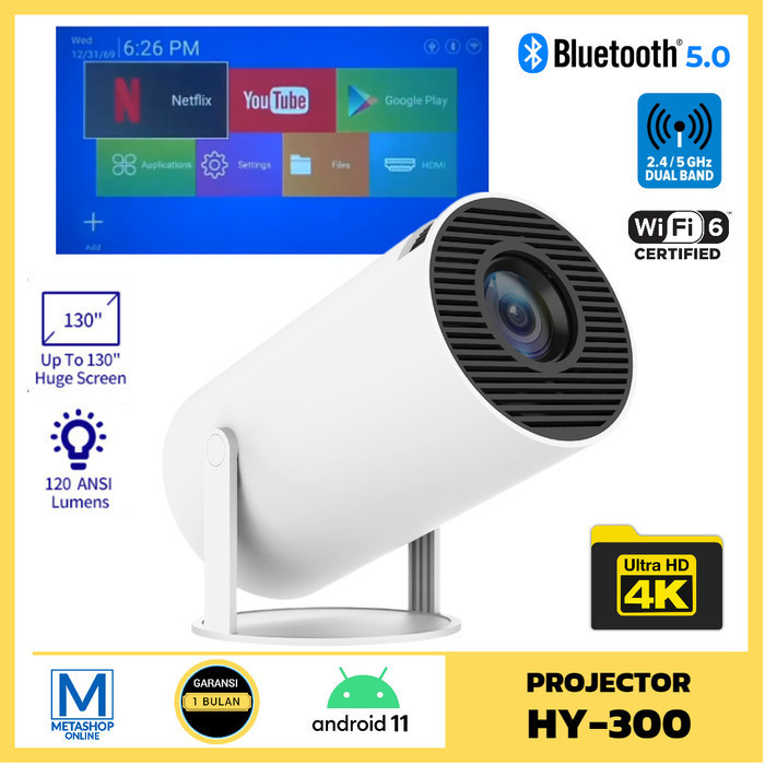 TERBARU - Projector HY300 Infocus LED Proyektor 4K Wifi6 Dualband