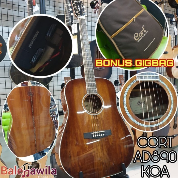 Terbaru Acoustic Elektric Gitar CORT AD 890 KOA NAT AD890 KOANAT Ori Bonus TAS