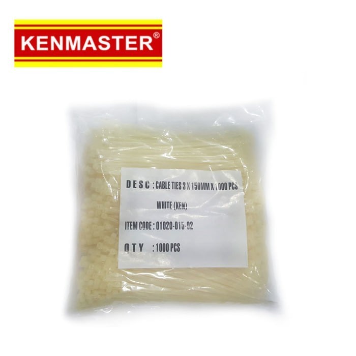 

KENMASTER NYLON CABLE TIES 3X150MM 1000PCS WHITE PENGIKAT KABEL TIES