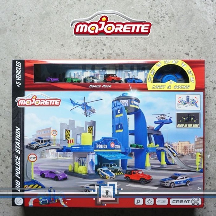 Majorette Creatix Big Police Station Set Sound Glow In The Dark Garage