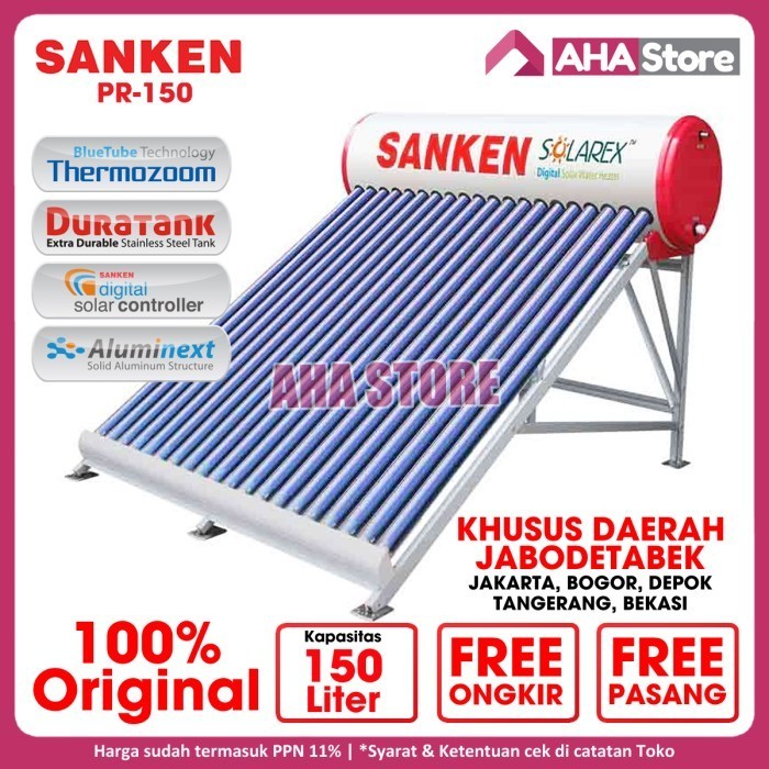 Sanken Solar Water Heater Pemanas Air Matahari Surya 150 L Swh-Pr150