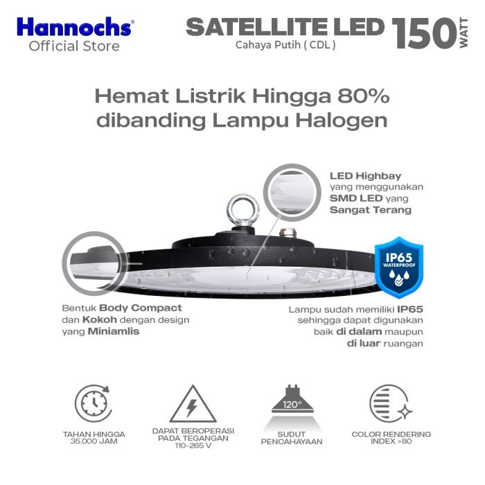 Hannochs Lampu Highbay Led Satellite Led 150W Cahaya Putih - Ufo