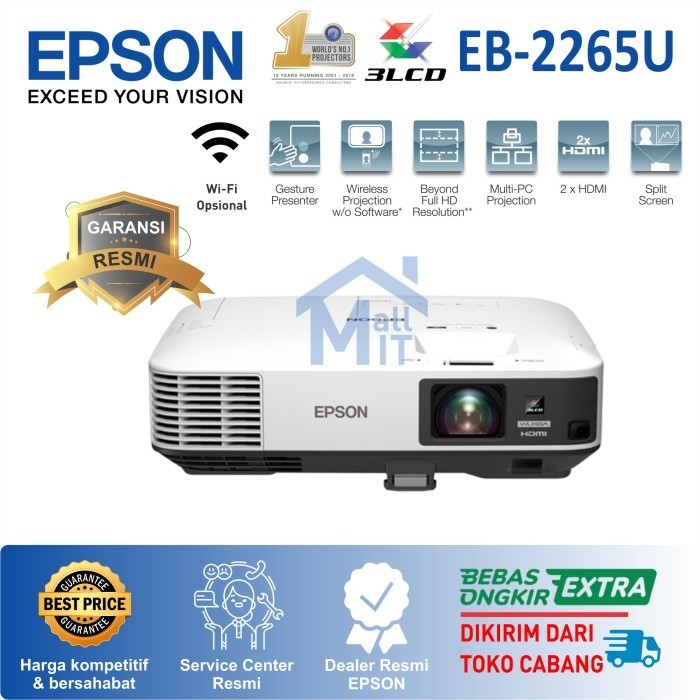 Proyektor Epson Eb-2265U Eb2265U 2265U Eb 2265 U Wuxga Garansi Resmi