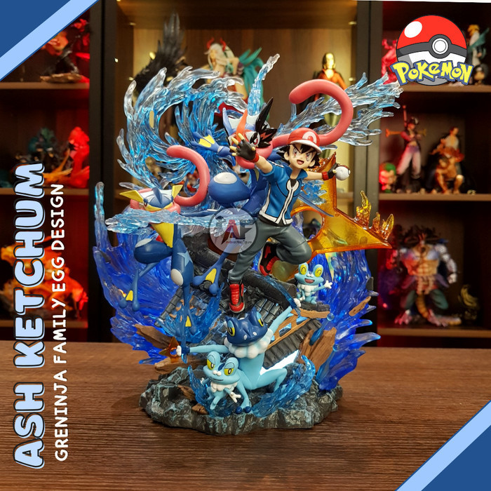 Statue Pokemon Ash Ketchum Greninja Family Egg Studio Design Led
