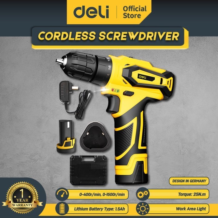 Deli Mesin Bor Listrik 12V Single/Dual Battery Tanpa Kabel Dl626X