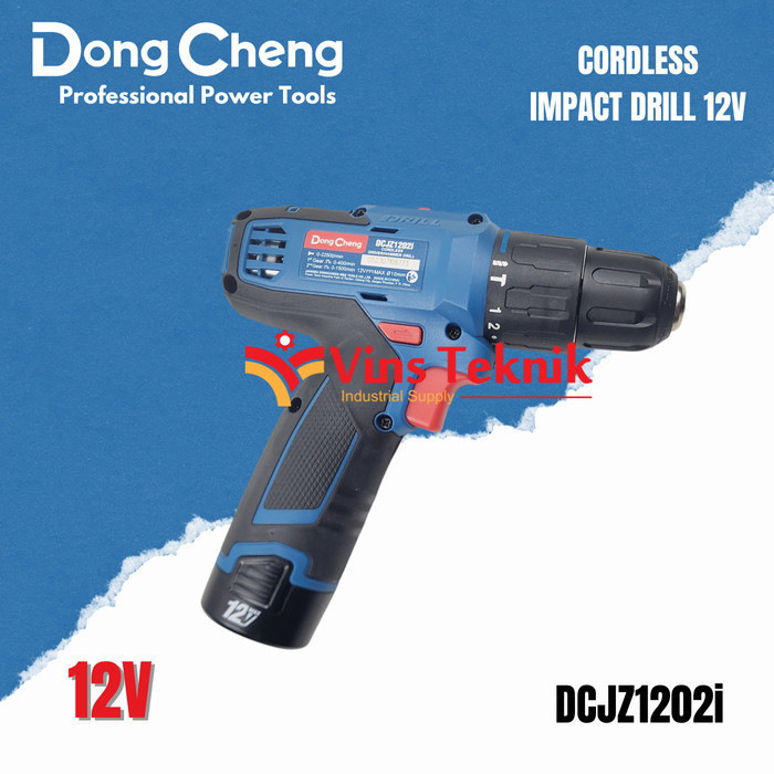 Mesin Bor Cordless 12V Dongcheng Dcjz1202I Impact Drill Dcjz1202