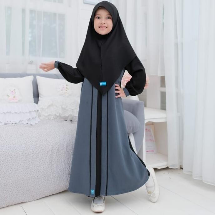 Gamis Hitam Set Athiya Baju Muslim Anak Perempuan Remaja Ori Nubintang Chipuchipuku