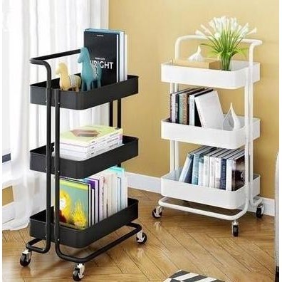 Spesial Putih Rak Roda Susun 3 Keranjang Troli Dapur Kamar Salon Meja Andirafasih