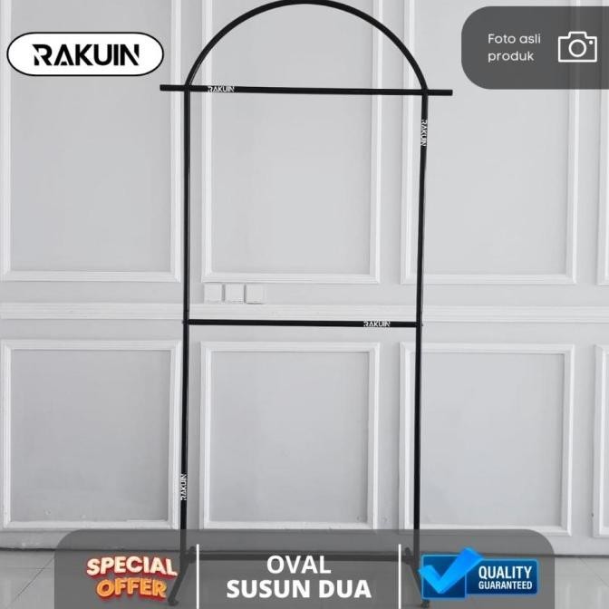 Gawang Oval Susun 2 - Rak Baju Besi Oval Tingkat 2 Minimalis / Skilltrip
