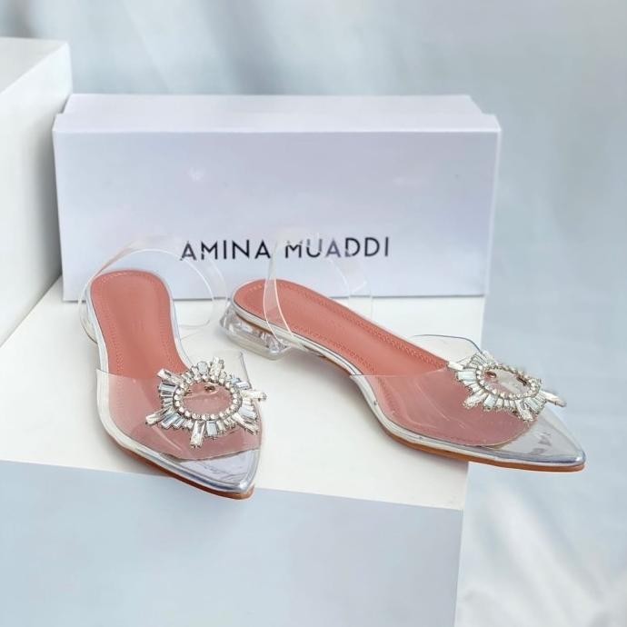 Sepatu Heels Wanita Amina Muaddi Heels 3Cm Sepatu Heels Wanita Import