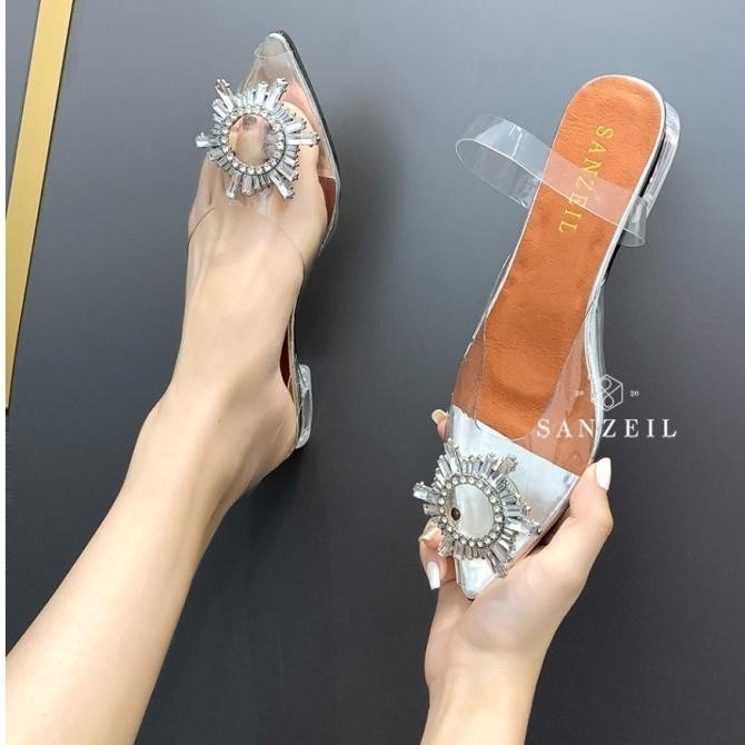 Sepatu Sandal Wanita Heels 3Cm 5Cm 7Cm Transparan Cristal Import Ori