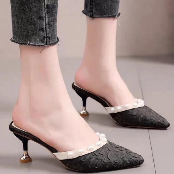 Sepatu Sandal Wanita Sendal Hak Tahu Kaca High Heels Brukat Bm 02 Hils