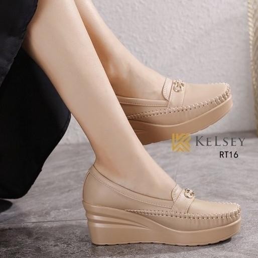 6 5Cm Wanita Sepatu Wedges Kulit Kelsey Sepatu Rt16 Wesges Kerja