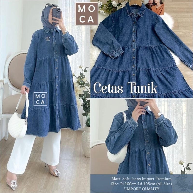 Cetas Tunik jeans wanita tunik wanita tunik muslim tunik muslimah tunik busui