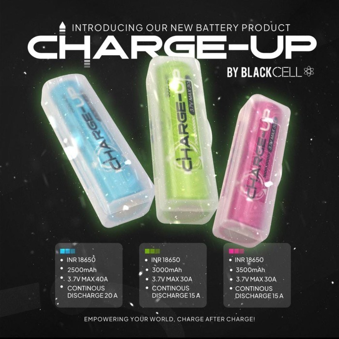 NEW Baterai 18650 Blackcell Charge Up