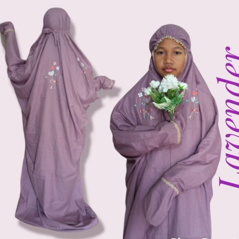 mukena terusan anak 5sd-Smp  bordir katun fahiira