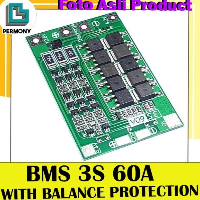 BMS 3S 60A With Balance Protection Board 18650 Charger Lithium Battery