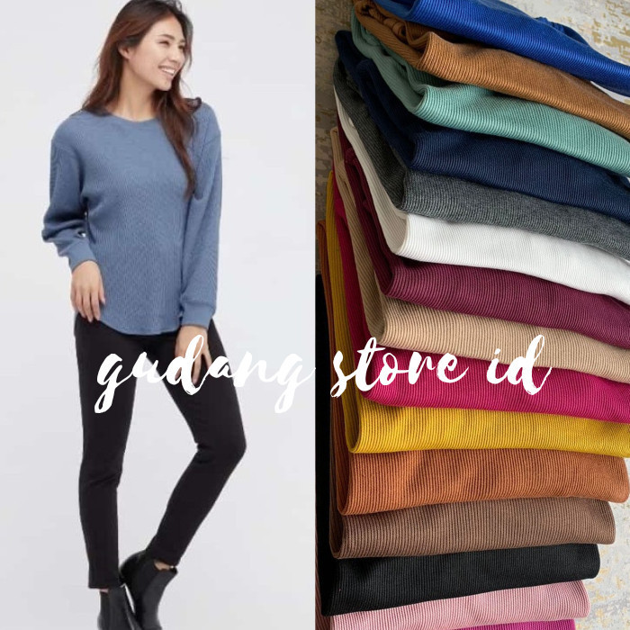 PROMO KAOS OVAL WANITA UNIQLO - KAOS RIB OVAL LENGAN PANJANG WANITA Silahkan diorder