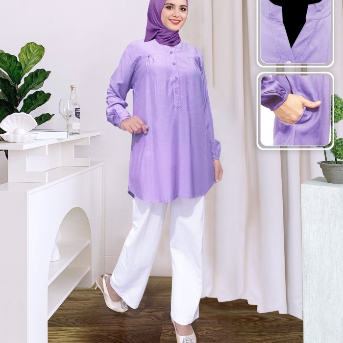 PROMO Blouse polos viscose jumbo Lilac Silahkan diorder