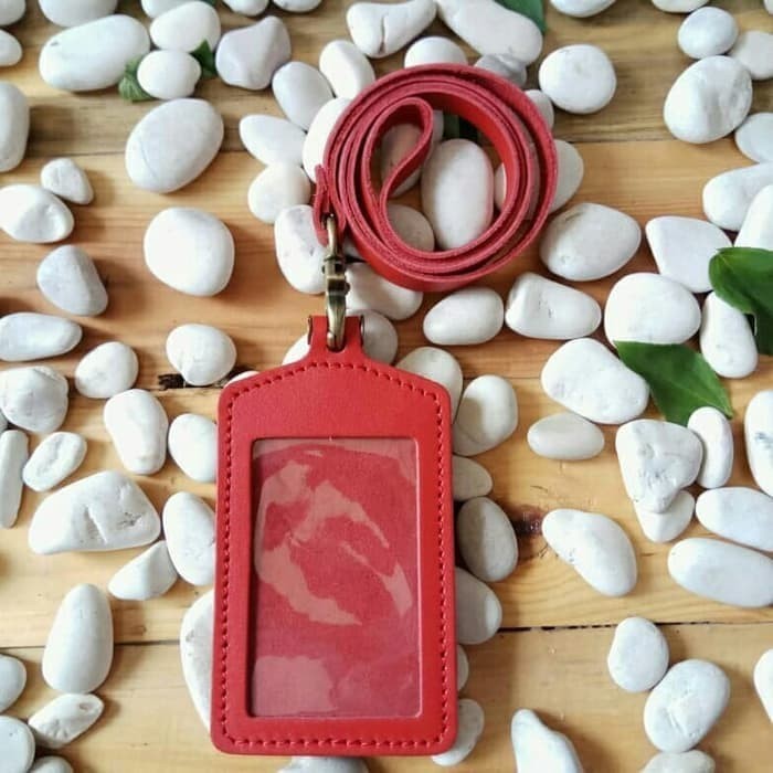 

BARANG TERLARIS gantungan id card kulit id card holder kulit merah
