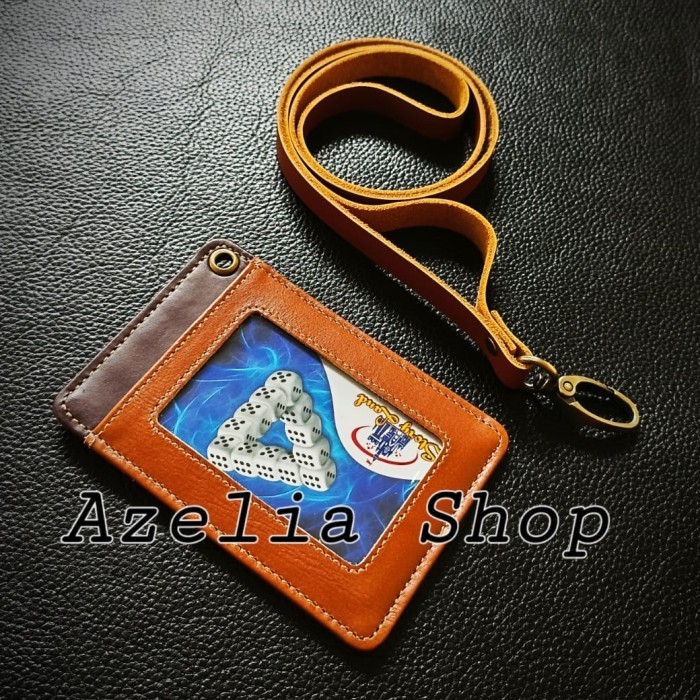 

BARANG TERLARIS ID CARD HOLDER / NAMETAG + TALI KULIT SAPI ASLI GARUT