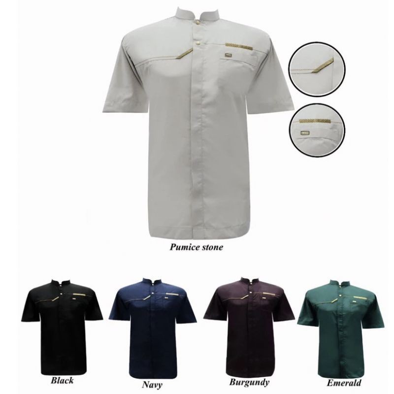 Baju Koko Al-Luthfi Jumbo Warna Lengan Pendek / Baju Kemeja Koko Al-Luthfi Big Size Dewasa Muslim / 