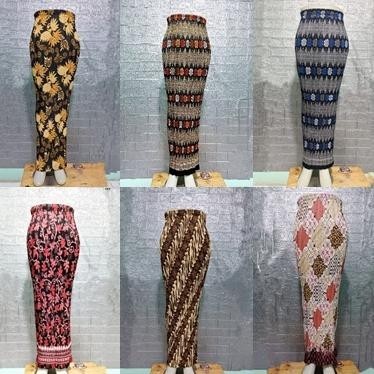 Real Pict Rok Plisket Batik / Rok Plisket / Bawahan Kebaya / Rok Kebaya / Rok Wisuda / Rumput Hijau 