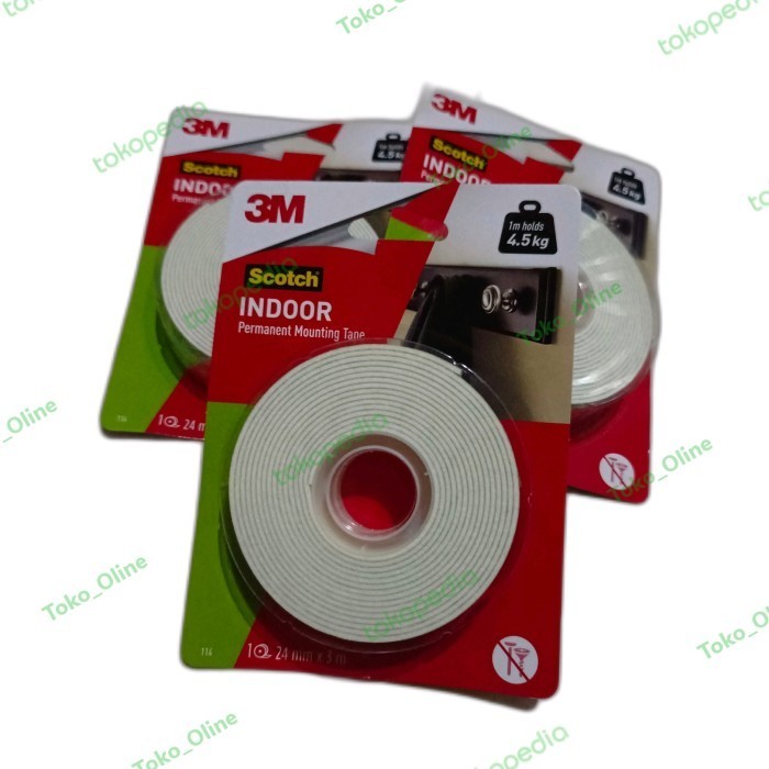 

TERMURAH 3M Double Tape Scotch Indoor Mounting 114 24mm x 3m