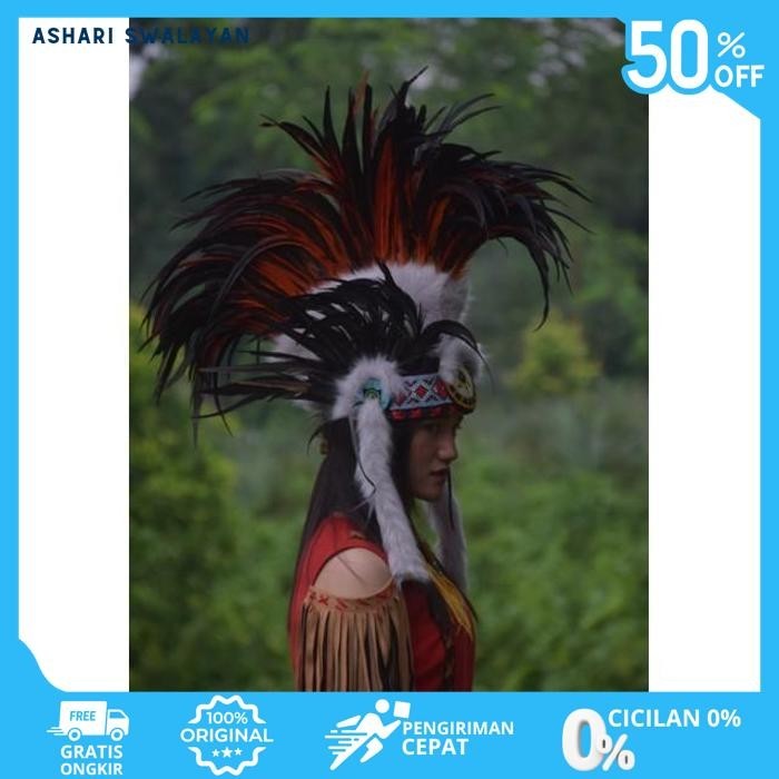 TOPI INDIAN - INDIAN HEADDRESS MOHAK MERAH HITAM PRODUK TERBAIK